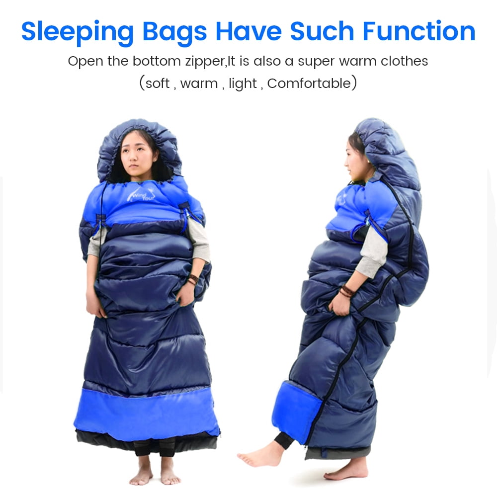 0 Degree Wearable Sleeping Bag for Adults Compact Lightweight Cold Weather Mummy Sleeping Bags for 2-3 Season Camping Backpacking, Fits 5°F ~ 50°F, 4.3lbs More Warmer