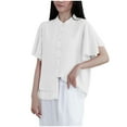 thumbnail image 1 of Camisas de Manga Corta para las Mujeres Casual, Botón de Cuello en V de la Moda de Verano, Top Suelto/Camisa Casual, 1 of 8