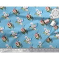 thumbnail image 3 of Soimoi Tissu en Poly Georgette Bleu à Rayures, Imprimé Floral Rose et Paon, 52 Pouces de Large, 3 of 3