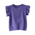 thumbnail image 4 of JUMEYU Girls Blouses Short Sleeve Girls Short Sleeve T-Shirts Crop Top Short Sleeve Round Neck Loose Basic Tees for Summer Size 9-10 (Purple,9-10 Years), 4 of 5