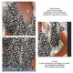 thumbnail image 5 of Blusa estampada con botones para mujer, manga corta, cuello en V, blusa informal con estampado elegante para el trabajo, fiesta diaria, 5 of 6