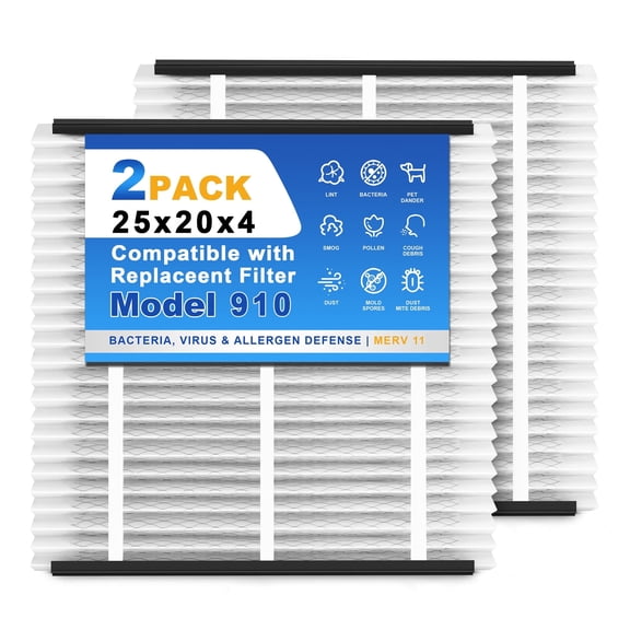 SNAPZY 910 Replacement Filter Compatible with AprilAire Air Purifier 1910, Merv 11 Whole House Furnace Filters 25x20x4, 2-Pack