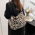 thumbnail image 2 of Jiibva Women Plush Leopard Print Bag Underarm Shoulder Bag Large Capacity Handbag Winter Plush Shopping Tote Bag, 2 of 7