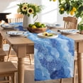 thumbnail image 3 of Burlap Table Runner 70 Inches Long, Abstract Watercolor Ocean Wave Non-Slip Kitchen Table Runners for Dining Room Everyday Use Party Table Decorations Blue Marine Coral Texture, 3 of 9