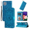 thumbnail image 1 of for Samsung Galaxy A22 5G Wallet Case, Embossed Sunflower Premium PU Leather Folio Flip Kickstand Card Slots Wrist Strap Magnetic Phone Cover for Samsung Galaxy A22 5G 6.6 inch (Blue), 1 of 9