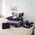 thumbnail image 6 of Manfei Black White Gray Purple Bedding Comforter Set 7-Piece, Geometric Checkered King Bedding Sets, Abstract Aesthetic Bed Sheets, Breathable Room Decor, 6 of 8