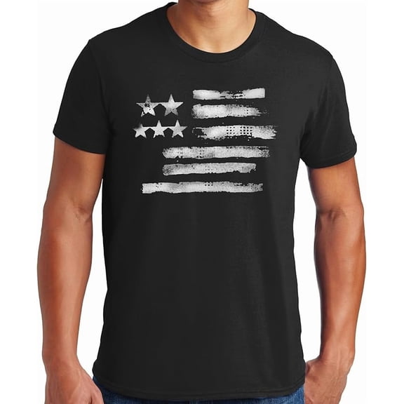 PubliciTeeZ Men’s Patriotic Short Sleeve Graphic T-Shirt Collection Black and White Flag Black - 4X-Large Tall