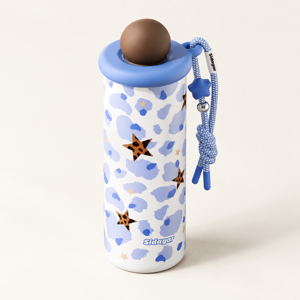Pastel Leopard Blue 18 Oz Insulated Stainless Steel Travel Tumbler Water Bottle