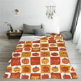 thumbnail image 5 of Rateoe Pumpkin Plaid Print Fuzzy Fleece Throw Blanket Extra Large,Super Soft,Fluffy and Warm Blankets for Couch,Bed,All Season Use (60"x50"), 5 of 8
