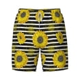 thumbnail image 5 of Rocae Sunflowers On Black And White Stripes for Men's Swim Trunks Quick Dry With Two Side Pockets and One Lined Patch PocketXX-Large, 5 of 9