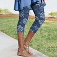 thumbnail image 2 of Staron Women's Casual Yoga Pants 3/4 Leggings Denim Print Tight-Fitting Stretchy Workout Lounge Pants, Navy XL, 2 of 7