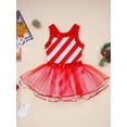 thumbnail image 3 of DPOIS Toddlers Kids Girls Sequin Striped Dancewear Christmas Mesh Tutu Dress Red-B 4, 3 of 7