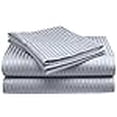 thumbnail image 2 of CrystalTowels Microfiber Bed Sheets Set - 4-Piece Soft Sheet Set, Stripe Pattern w/Sateen Finish, Queen Size Sheets Deep Pocket Set - Silver, 2 of 4