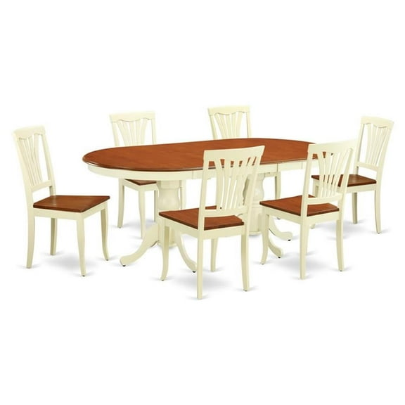 Pemberly Row 7-piece Wood Dining Room Table Set in Cherry