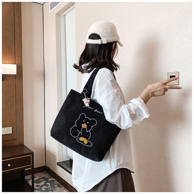 Bolso de lona para mujer, bandolera de hombro, bolso de tela, portátil, para estudiantes universitarios, clase, gran capacidad, estilo diario, literario, simple