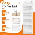 thumbnail image 2 of PLUMEBAY Over The Door Organizer, 5 Layer Hanging Storage with Clear Window and Mesh Side Pockets, White, 2 of 7
