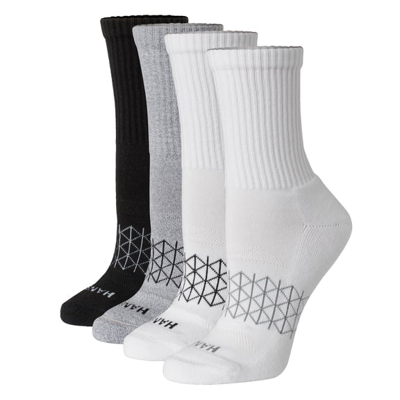 Hanes Women's Absolute Comfort Crew Socks, 4-Pack, Size 5-9