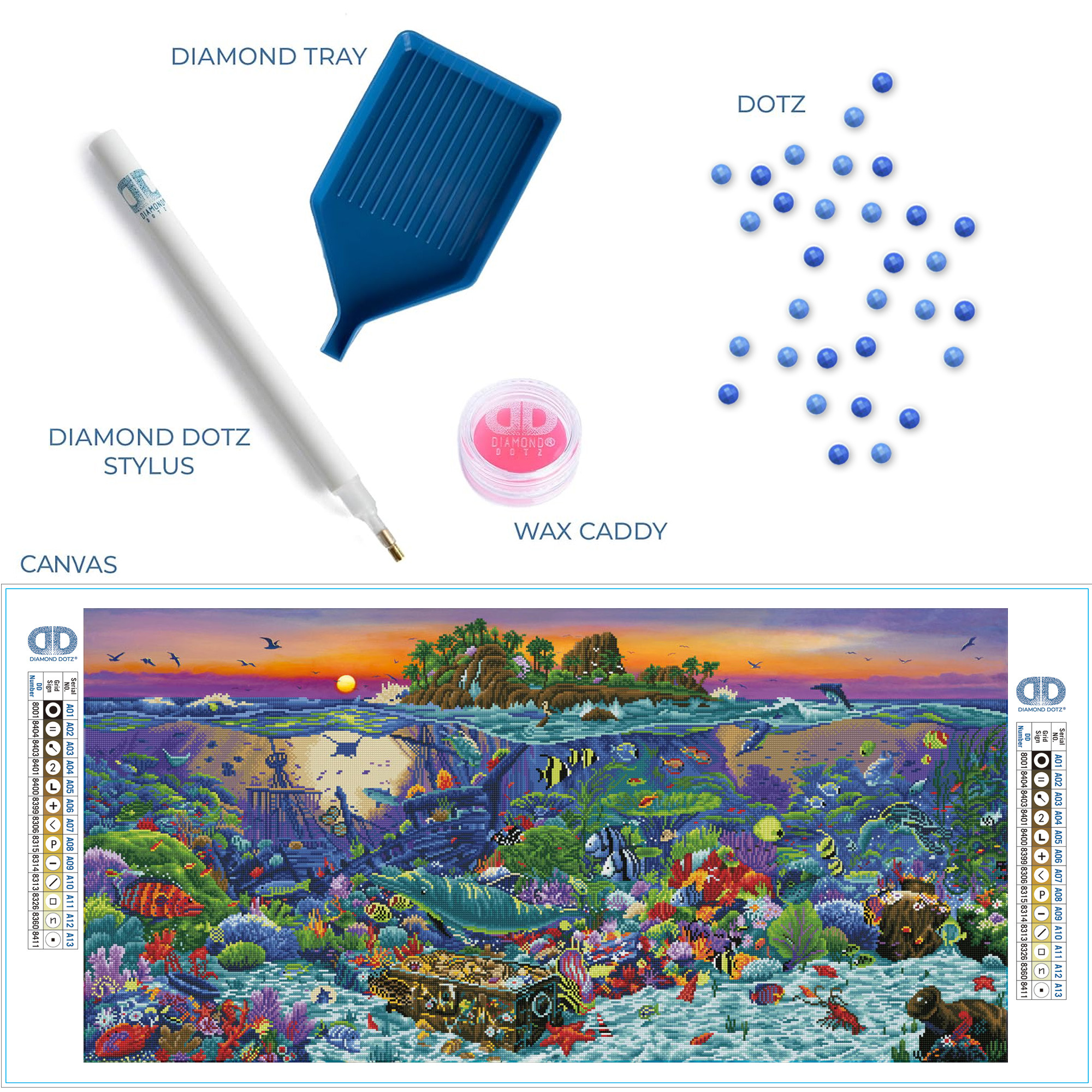Diamond Dotz Coral Reef Island Diamond Painting Kits for Adults - Diamond Art Kits a Relaxing Creative Craft Kit with Dotz Gems 51x25
