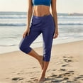 thumbnail image 5 of LEAVINGSUO Cropped Pants Women Pull on Women's Elastic Waist Pants With Pockets Casual Loose Jogger Cropped Yoga Pants For Workout Navy S, 5 of 8