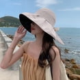 thumbnail image 3 of Women's Sun Hat Bowknot Packable Reversible Bucket Hat UV Sun Protection Wide Brim Summer Beach Cap, 3 of 4