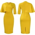 thumbnail image 2 of Women's V-Neck Short Ruffle Sleeve Wrap Dresses Cocktail Party Pencil Midi Dress, 2 of 8