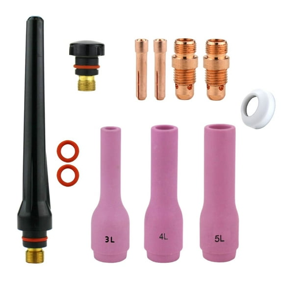 Consumables Kit for 17-18-26 Series TIG Torches with Stubby Set-Up - Long Nozzle - Sizes: 0.040" and 1/16" (Model: AK-1-STUBL)