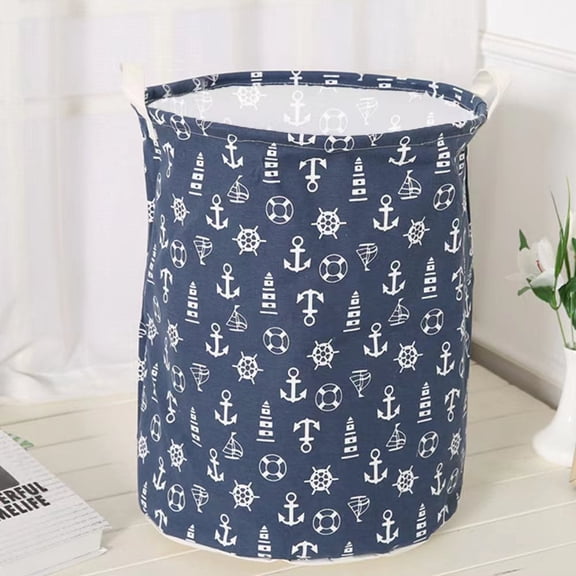 Orino Adult Nautical Collapsible Laundry Hampers, Blue