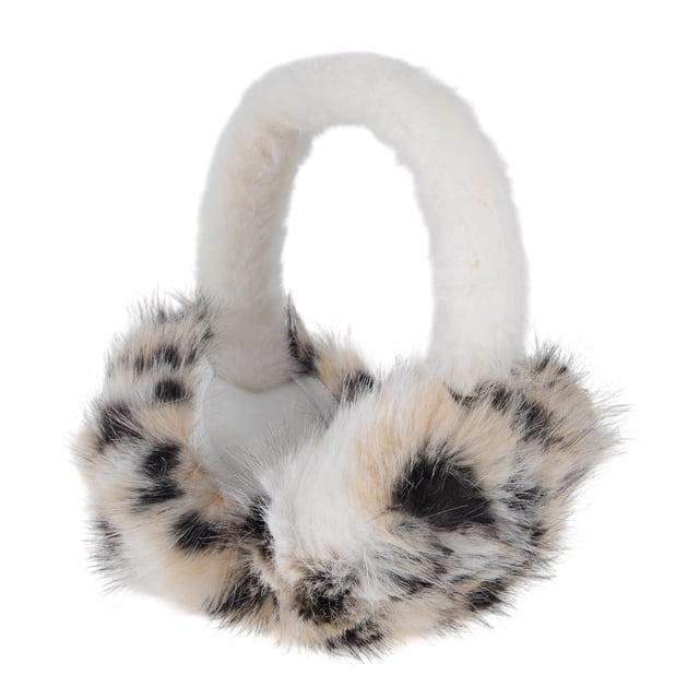Ofertas Únicas 1 Pc Orejeras Plegables de Leopardo Beige de Poliéster de Forro Polar