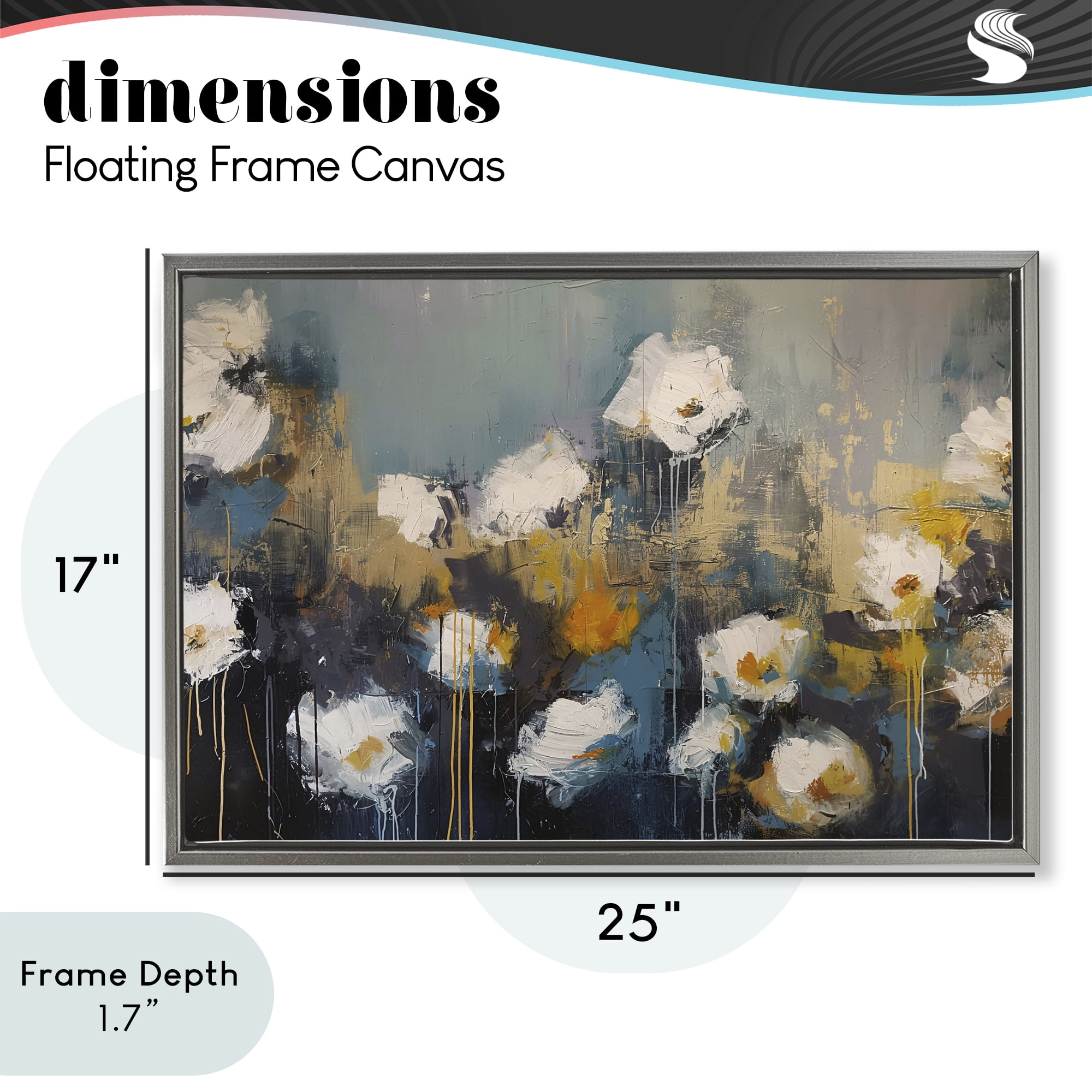 Stupell Industries Contemporary Paint Drip Blossoms Gray Framed Floater Canvas Wall Art, design by Jacky Ngan
