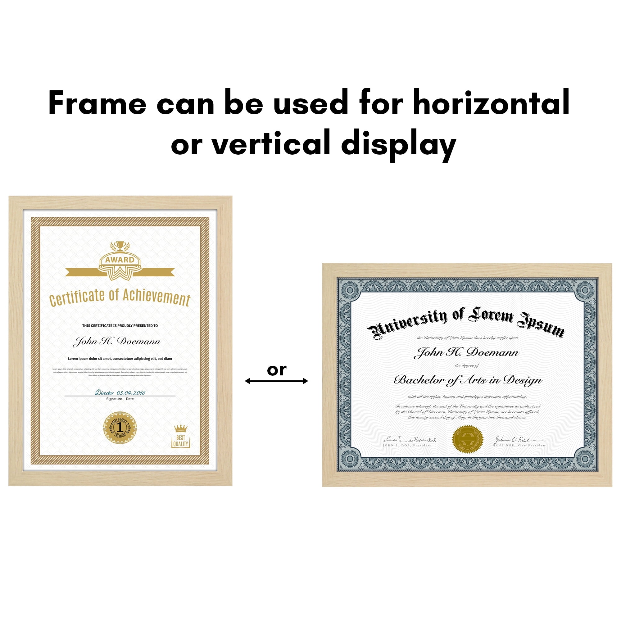 Americanflat 8.5x11 Diploma Frame with Polished Plexiglass 5 Pack Legacy Collection Certificate - Natural Oak