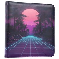 FORMRS 3 Ring Photo Album 4"x6" Self Adhesive Large Capacity PU Leather Cover, Night Neon Road