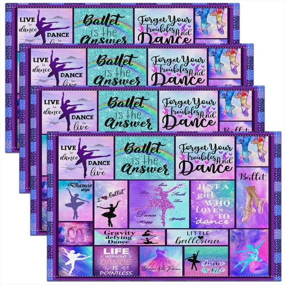 Erosebridal Ballet Dancing Placemats Set of 4, Gymnastics Table Mats for Dining Table Set of 4, Patchwork Room Decor