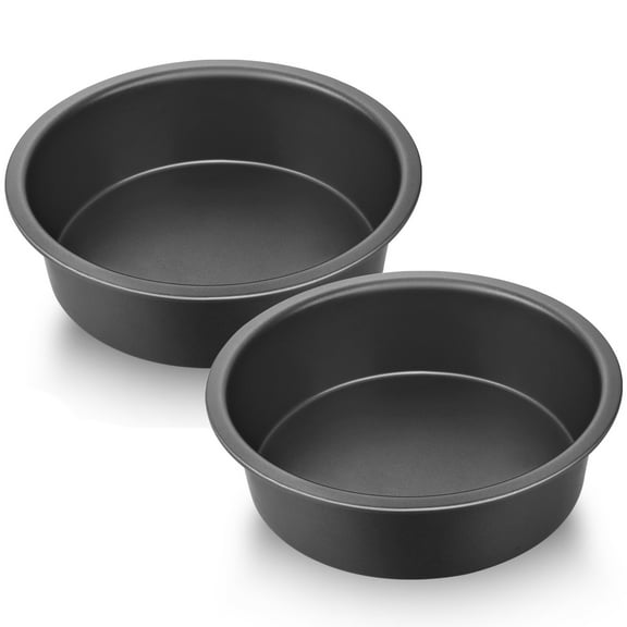 HONGBAKE 8 Inch Round Cake Pans for Baking, Nonstick Baking Pans, 2 Pieces Circle Cake Mold with Wider Grips, Huty Duty, Dishwasher Safe - Grey