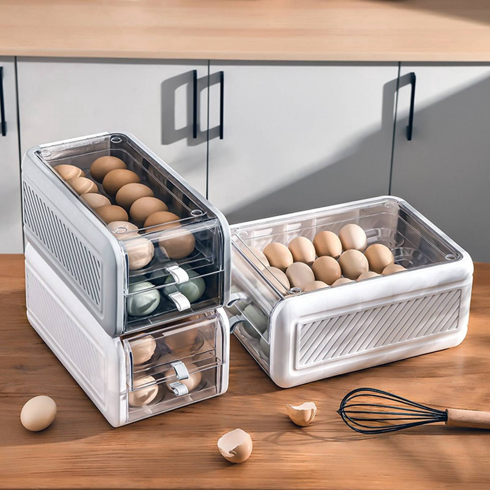 ACDANC 2026 New Refrigerator Organizers and Storage Easy to Carry Egg Holder for Fridge Egg Storage Box Egg Cartons for Fridge Kitchen Pantry White Small