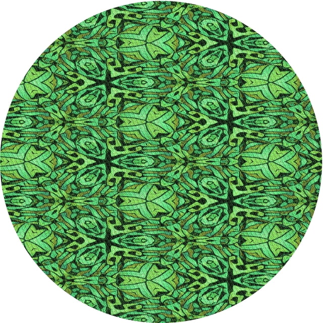 Ahgly Tapis Rond Lavable en Machine Intérieur Transitionnel Vert Émeraude Profond, 3 Pieds Rond