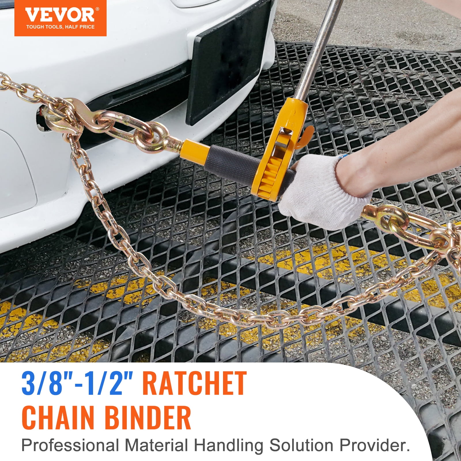 KFFKFF Ratchet Chain Binder 3/8"-1/2" Load Binders 12000 lbs with G80 Chains 2PCS