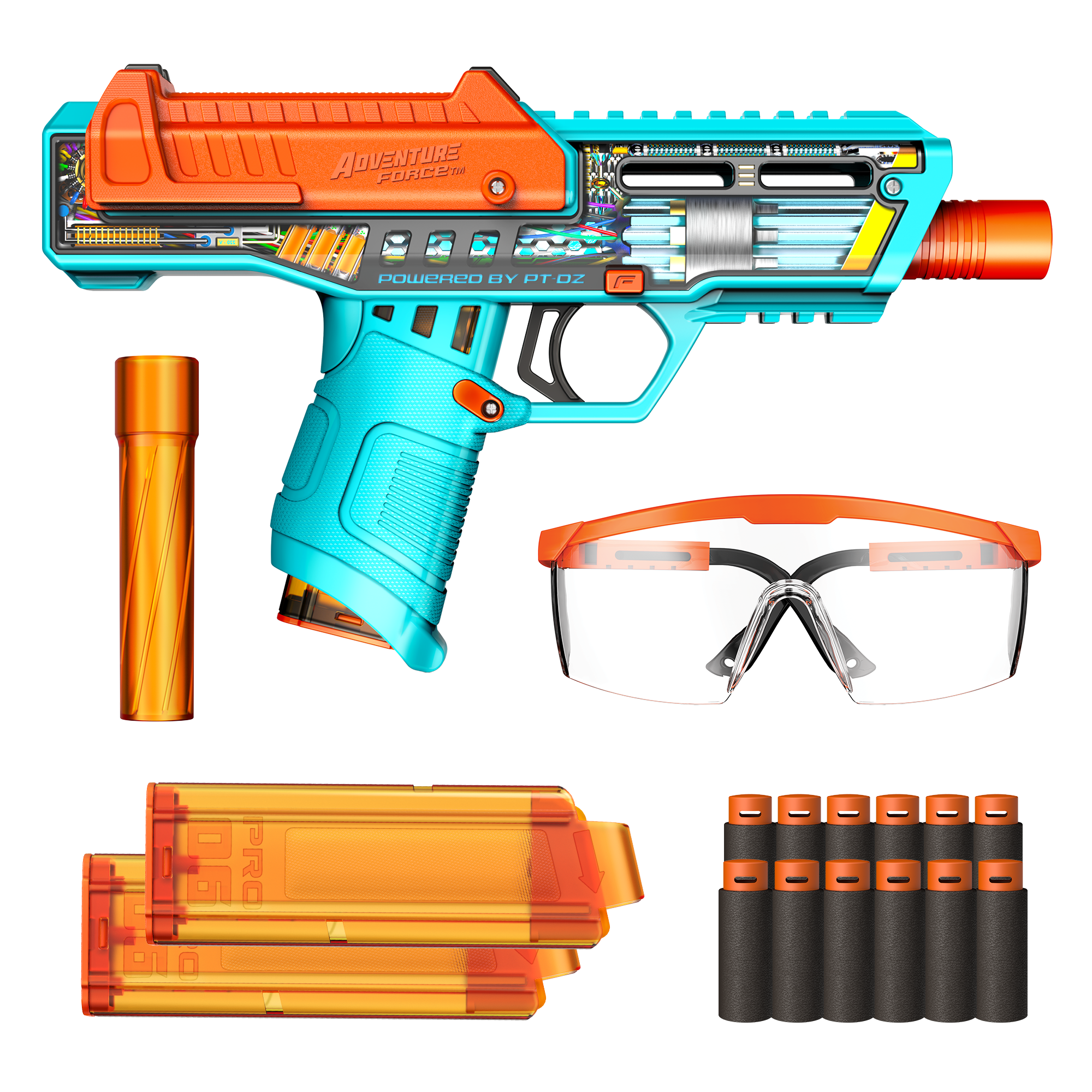 Adventure Force Tactical Strike Brute Pro Ultimate Clip-Fed Slamfire Half-Length Dart Blaster, Shoots up to 145ft, 14+, Unleash slamfire power with the only clip-fed, handheld pro blaster.