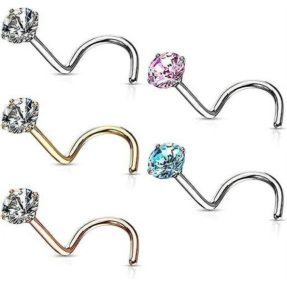 20G Nose Screw Studs Surgical Steel Nose Rings Piercing 2mm 3mm CZ Nose Screw Rings Nose Piercing Jewelry