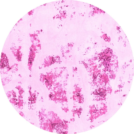 Ahgly Company Indoor Round Abstract Pink Modern Area Rugs, 5' Round