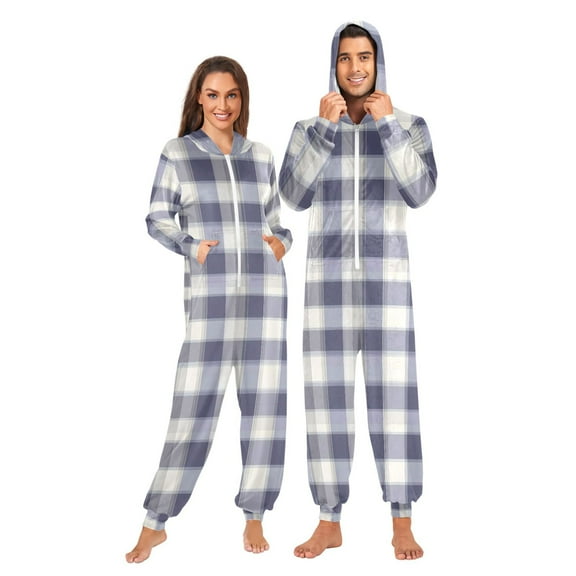 joogoo Checkered Plaid-a3 Unisex Adults Onesies Pajamas Jumpsuits L