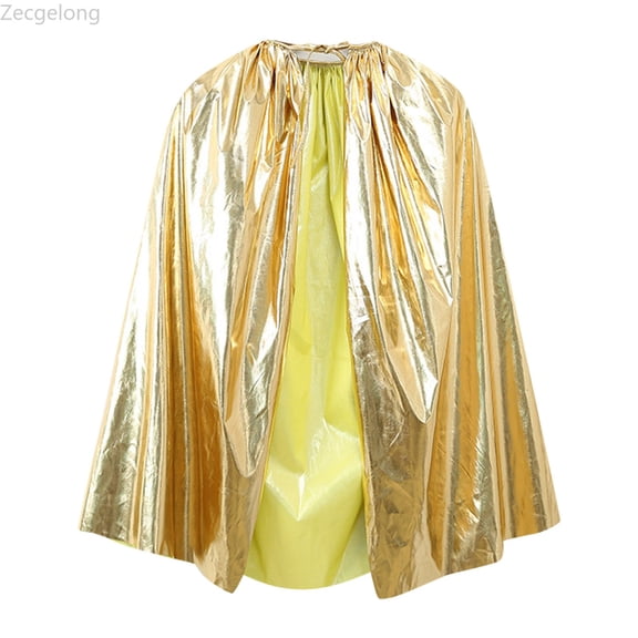 Zecgelong Kids Shiny Cape Cloak Party Dress Up Role Play Outfit for Children Gold Size 2-10Y