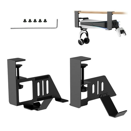 EEEkit No-Drill Metal Under Desk Mount Fit for PS5/PS5 Slim Digital & Disc with Controller & Headphone Holder