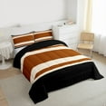 thumbnail image 3 of jejeloiu Vintage Stripes Pattern Queen Comforter Set,Abstract Geometric Bedding Sets,Brown Black Bedding Comforter Set For Kids,Breathable Home Decor Reversible,3pcs, 3 of 8