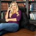 thumbnail image 6 of Husband Pillow, Aspen Edition - Reading and Bed Rest Pillow with Arms - Neck Roll on Bungee Cord or Removable - Premium Memory Foam - Reversible Two-Sided Cover Microsuede or Microfiber, Stable Black, 6 of 13