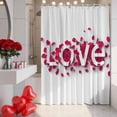 thumbnail image 3 of Valentine's Day Bathroom Shower Curtains with Hooks, Love Heart Red Rose Flower Petals Simple Waterproof Fabric Washable Shower Curtain for Home Hotel Bathtub Decor 60x72 Inch, 3 of 9