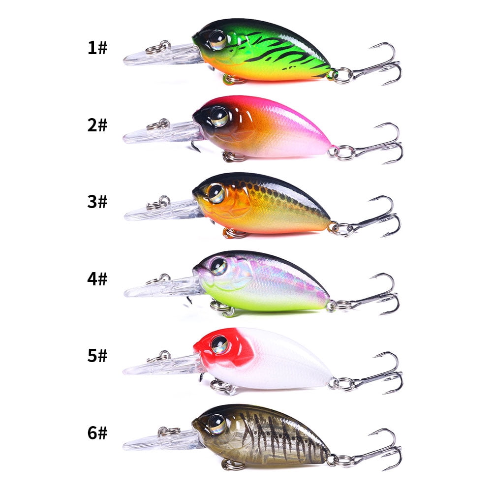 HENGJIA Fishing Lures, 6pcs Crankbaits Fishing Lure Set 6cm 5g Shallow Deep Dving Fishing Hard Baits for Bass Trout Freshwater and Saltwater