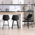 thumbnail image 6 of Zesthouse Swivel Bar Stools Set of 3, 25.6″ Faux Leather Counter Height Barstool with Backs, Upholstered Counter Stools, Modern Kitchen Chairs with Metal Legs, Black, 6 of 11