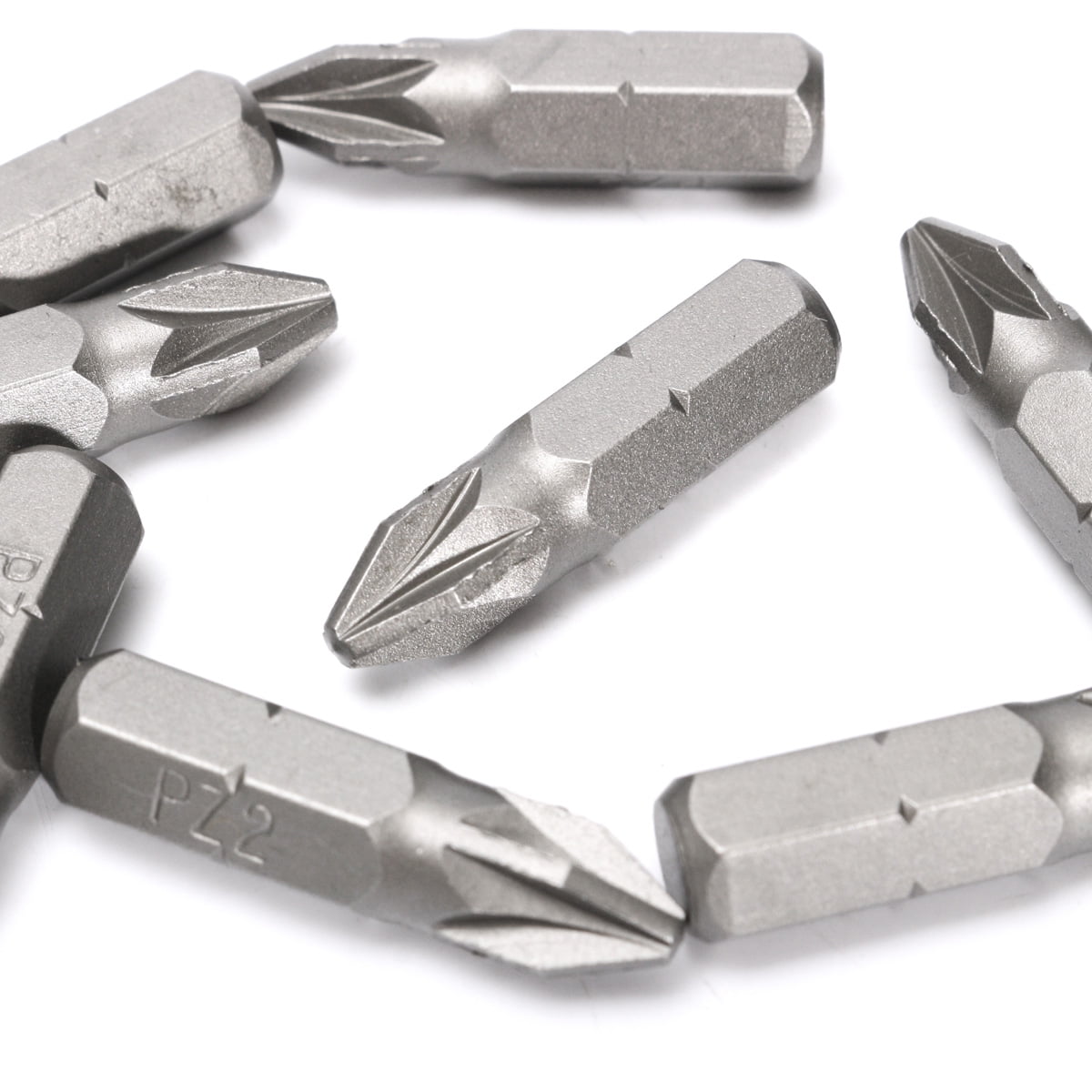 10 x Sliver Pozi 2 PZ2 x 25mm Drive Screwdriver Bits Hex Power Tools alloy steel