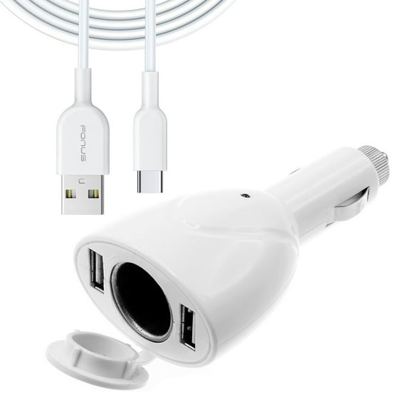 2-Port USB Charger for Samsung Galaxy Z Fold 2 - 6ft Type-C Cable Power Cord DC Socket Splitter USB-C Wire Adapter for Galaxy Z Fold 2