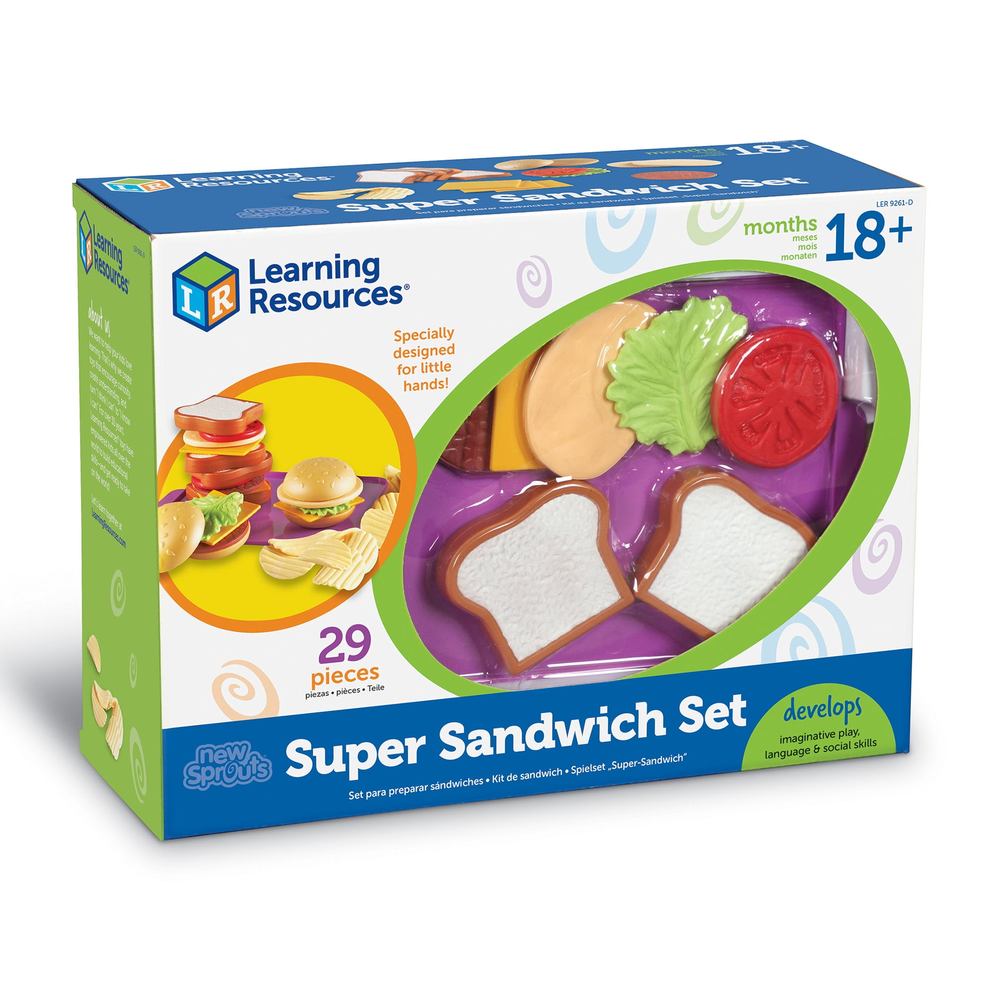 Learning Resources New Sprouts Super Sandwich Set, Play Food, Ages 18 Months +